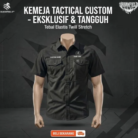 Kemeja Tactical Pria Lengan Pendek Twill Stretch Premium