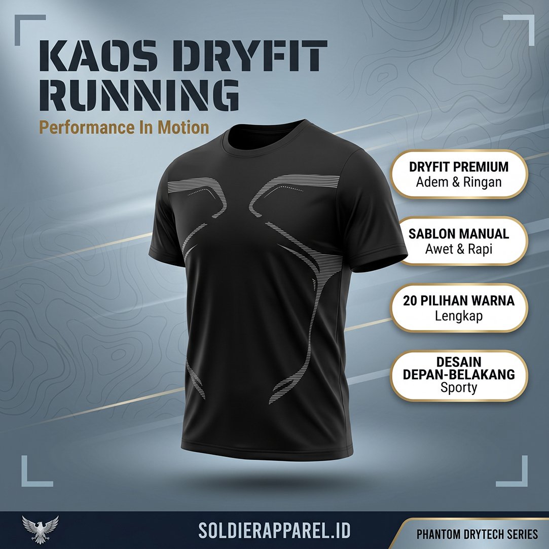 Kaos Running Dryfit Premium – Phantom DryTech Series | Kaos Olahraga - Gambar 2