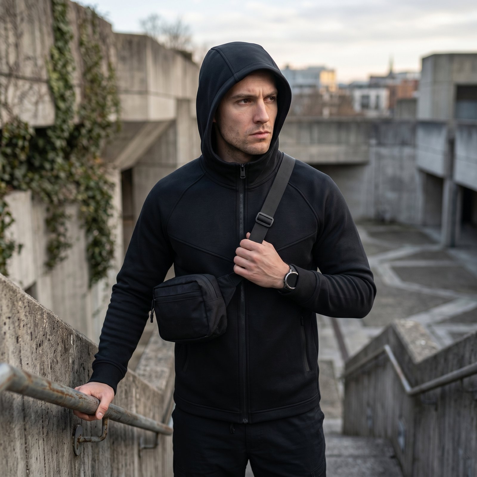 Jaket Running Scuba Lembut | Hoodie, Waterproof Zipper, Breathable - Combat Core Series - Gambar 3