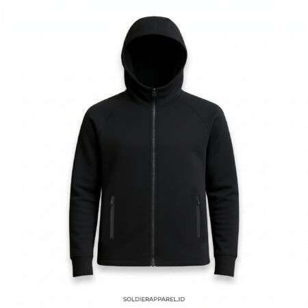 Jaket Running Scuba Lembut | Hoodie, Waterproof Zipper, Breathable - Combat Core Series
