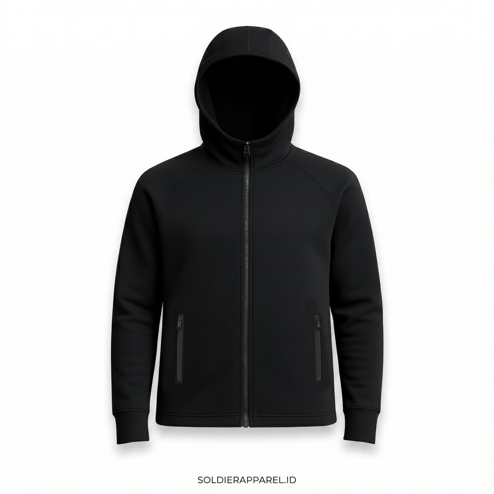 Jaket Running Scuba Lembut | Hoodie, Waterproof Zipper, Breathable - Combat Core Series