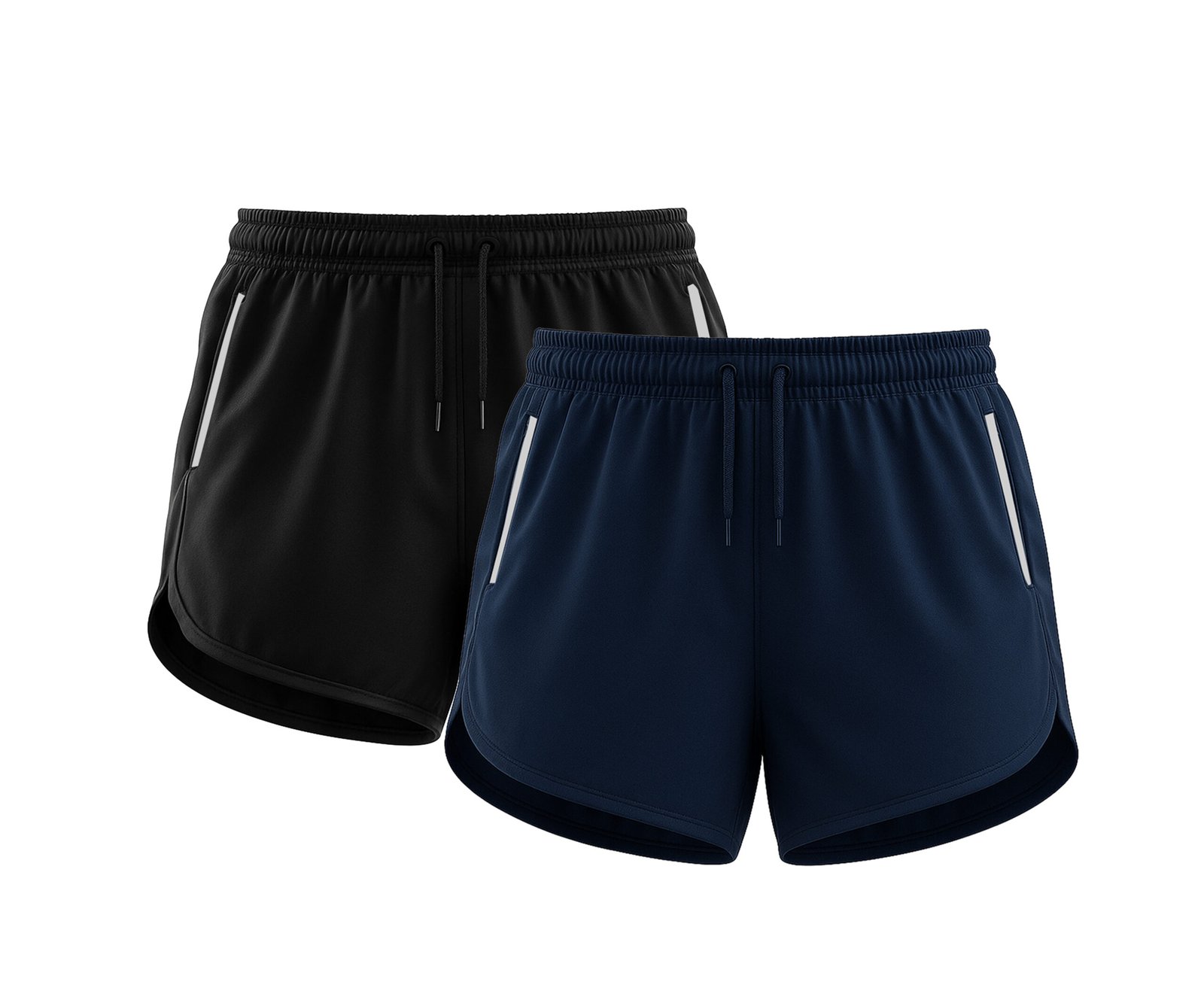 Celana Running Mikro Stretch Reflektif List | Shorts Premium Black & Navy Blue - Gambar 5